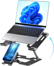 Ergonomic 2-In-1 Laptop Phone Stand for Desk, Adjustable Riser, Sturdy and Porta