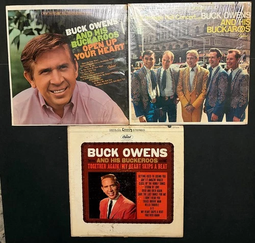 Buck Owens and His Buckaroos lot of 3 LPs-Open Up Heart/Carnegie Hall Con/Togeth