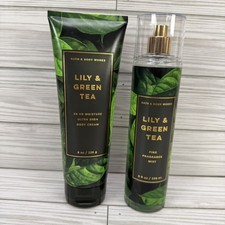 Lot Of 2 Bath Body Works: Lily Green Tea Fragrance Mist Body Cream 8 Oz Ea
