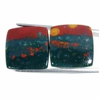 23.80Cts Natural Bloodstone Cushion Pair Cabochon Loose Gemstone 16x16x4mm