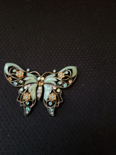 Vintage Costume Jewelry Avon Rhinestones Brooches Butterfly