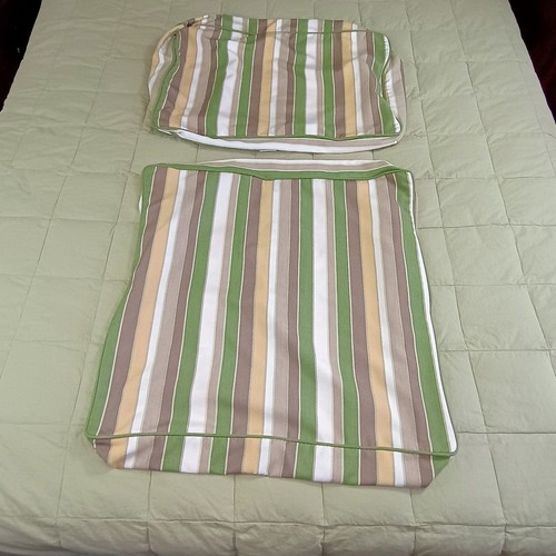 SUNBRELLA Outdoor Chair Cushion Cover Replacement SET Green Stripes 25x25, 17x25
