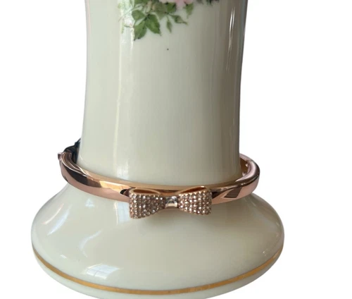 Kate Spade Ready Set Fiocco Pave Bracciale Cerniera Oro Trasparente Rosa