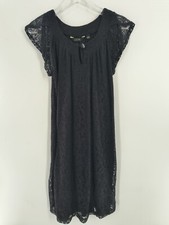 GNW Women's Medium Black Lace Like Overlay Dress 053