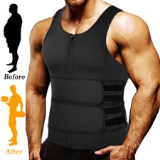 Men Neoprene Sauna Sweat Vest Sauna Body Shaper Fat Burner Waist Trainer Tops US