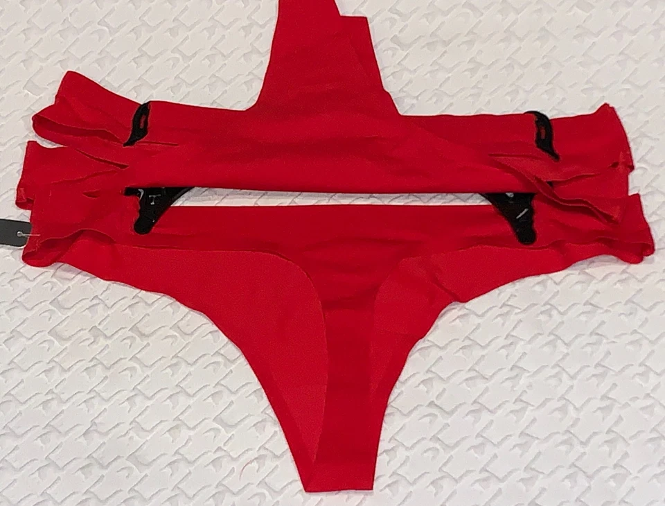 Paquete de 3 bragas SOPHIE B de microfibra con borde invisible rojas NUEVAS para mujer talla L 7 Foto 3 de 4