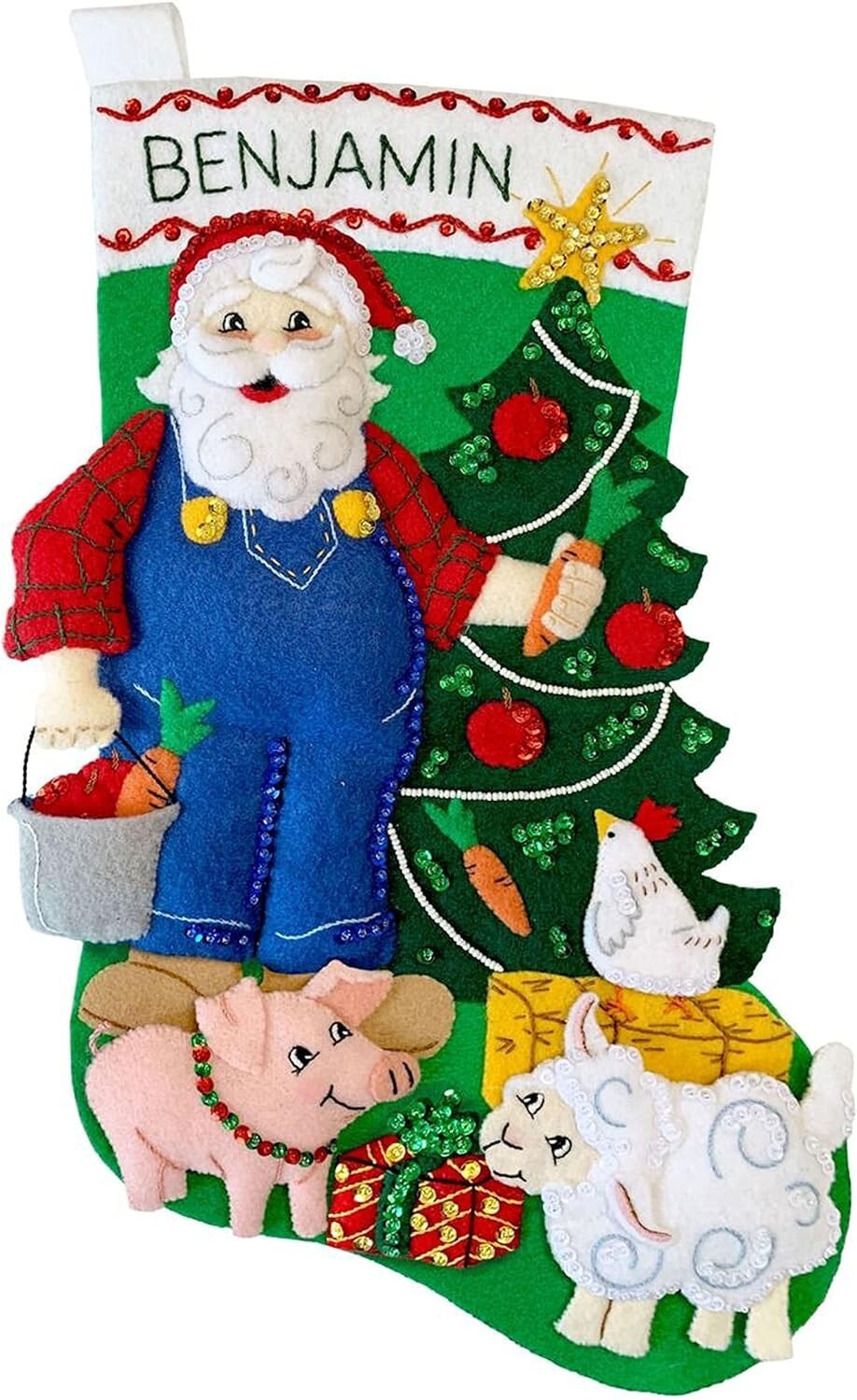 Googleheims Christmas Stocking Kit 'Down The Chimney' - Knitting Kit With Wool Yarn & Embellishments