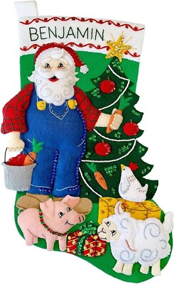 Country Christmas - Farmer Santa Felt Applique Stocking Kit by Merry Stockings
