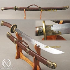 38 IN Folded Steel Chinese Sword Rosewood Qing Dynasty Dao Double Bo-hi Sharp