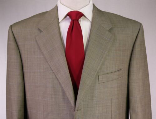 Corneliani LIght Brown w/ Sky Blue Windowpane Super 120's Wool 44L - Picture 3 of 11