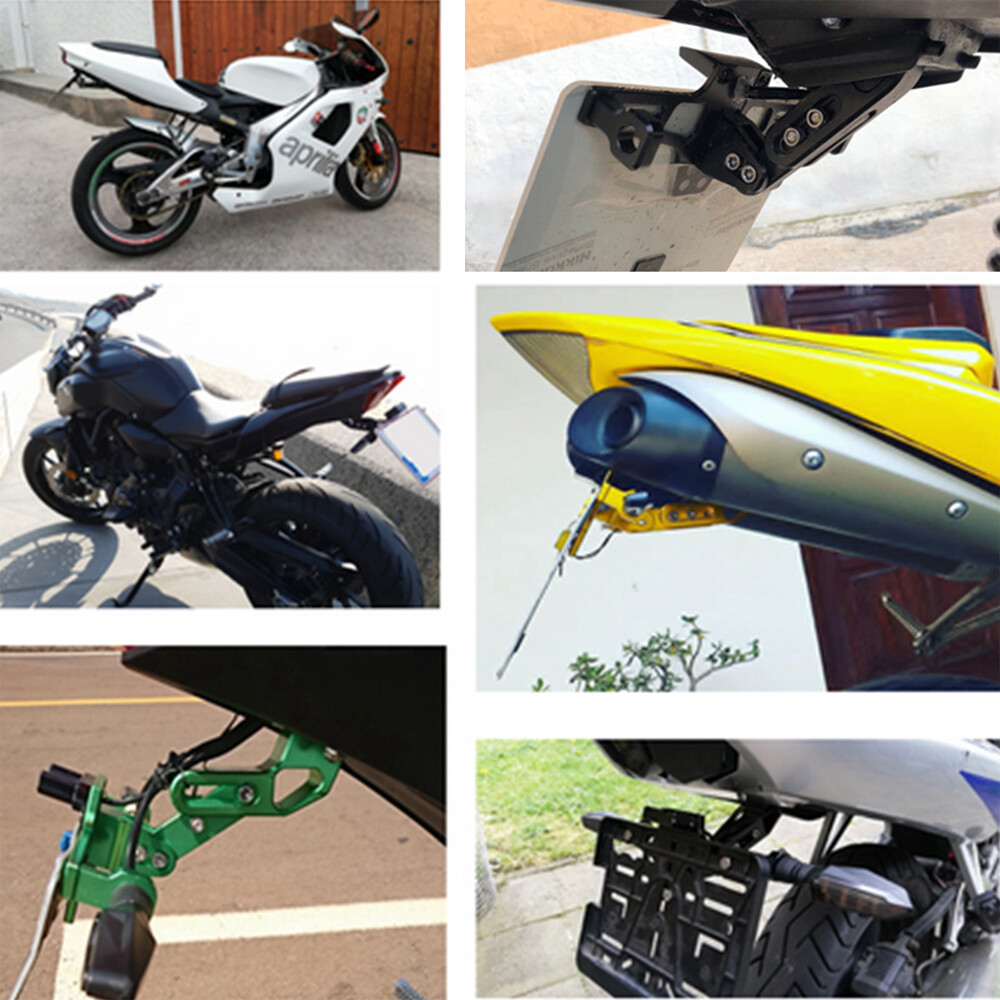 Motorcycle License Plate Holder Mount W/ LED Tail Light Fender Eliminator Kit