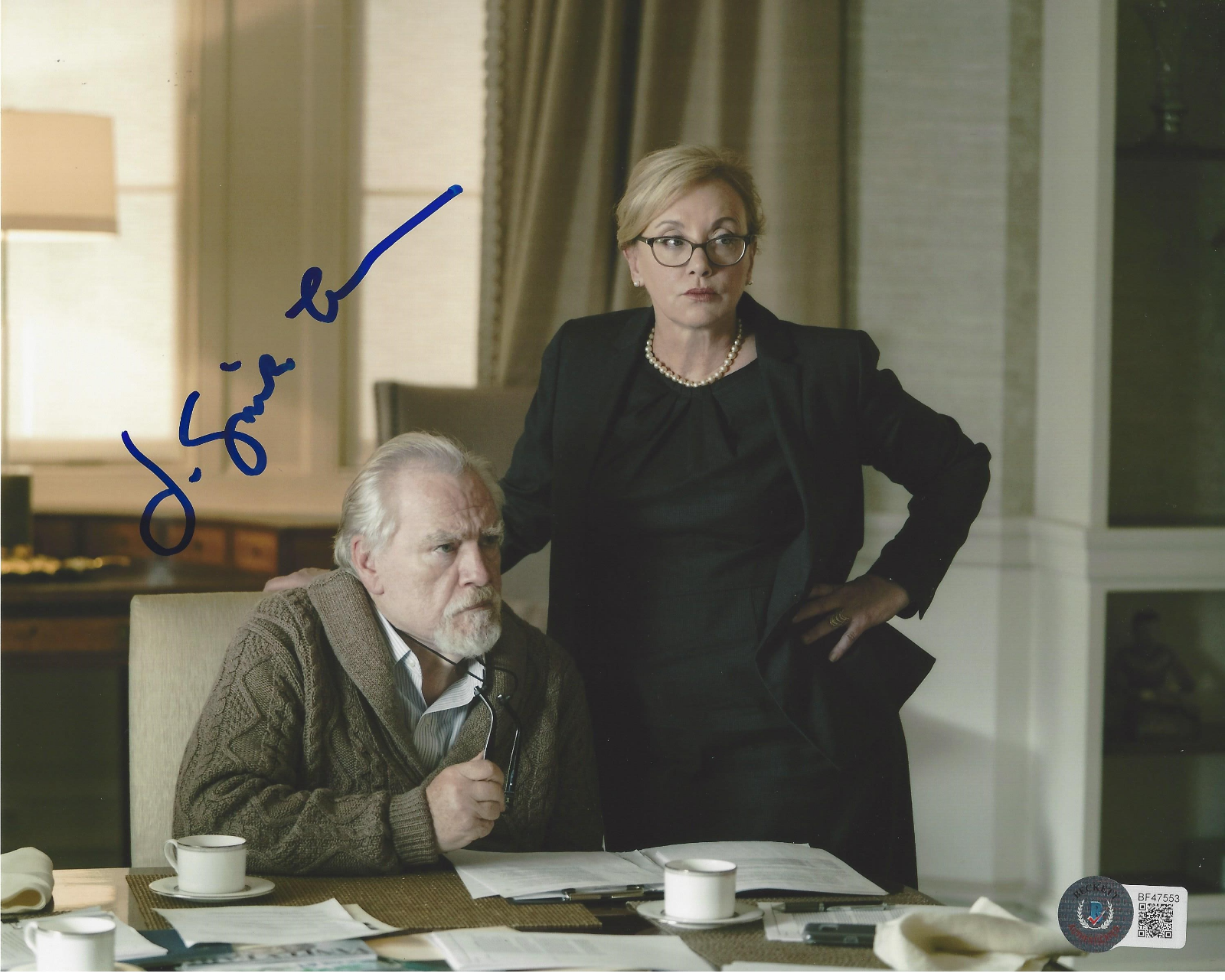 J. SMITH CAMERON SIGNED 'SUCCESSION' GERRI 8x10 PHOTO D ACTRESS BECKETT BAS COA 