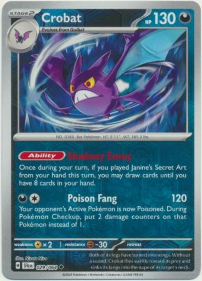 Pokemon Crobat - 029/064 - Uncommon - Reverse Holo NM-Mint Shrouded Fable
