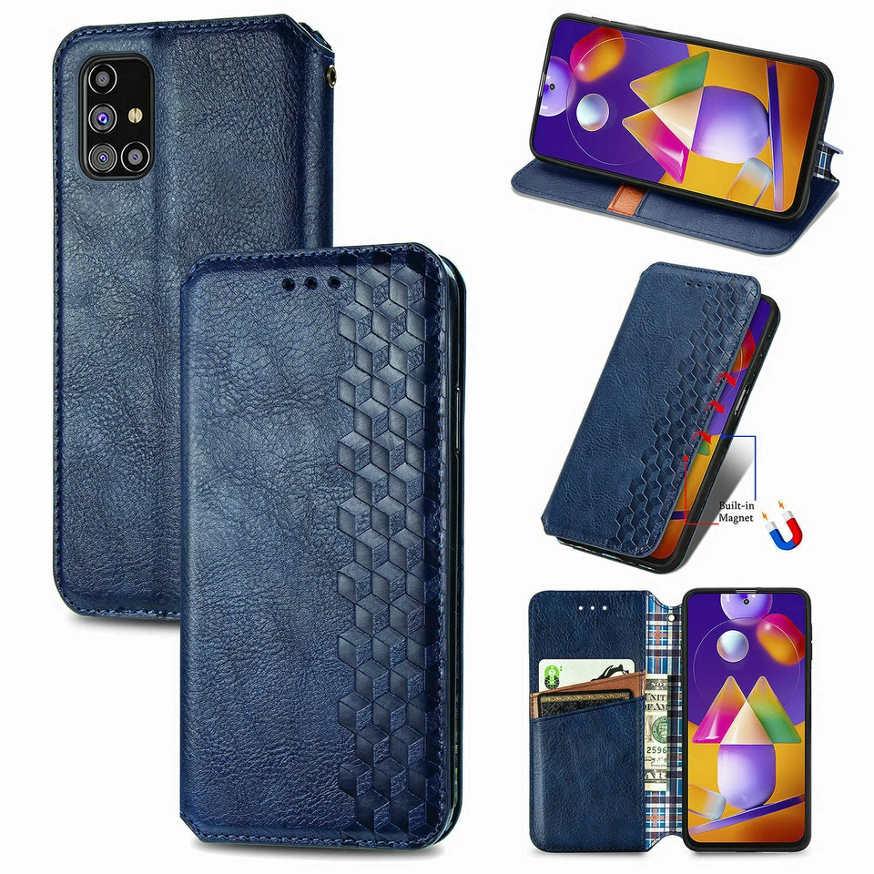 Funda tipo billetera de cuero magnética para teléfono iPhone 6-16ProMax Samsung S9-S24 A20-A72 Foto 3 de 4