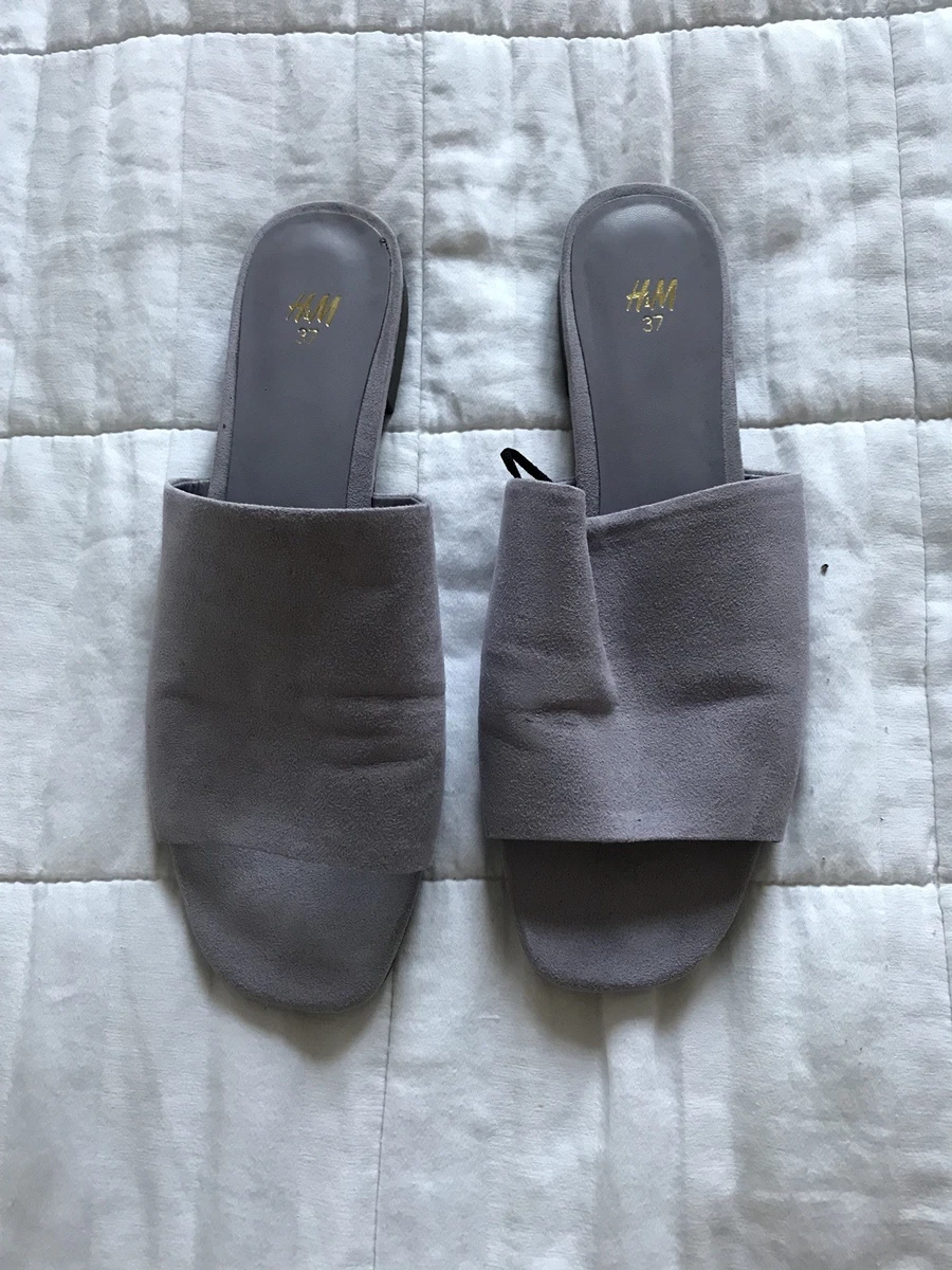 Womens H M Grey Sandals Slippers Shoes Flats Eur 37 UK 4 eBay