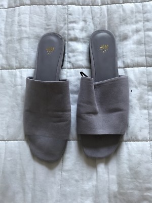 Womens H&M Grey Sandals Slippers Shoes Flats Eur 37 UK