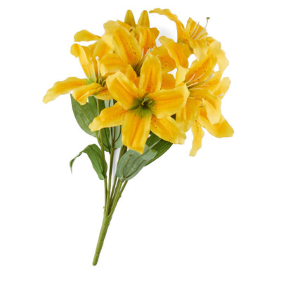 21'' Yellow Tiger Lily Artificial Decorative Floral Bush