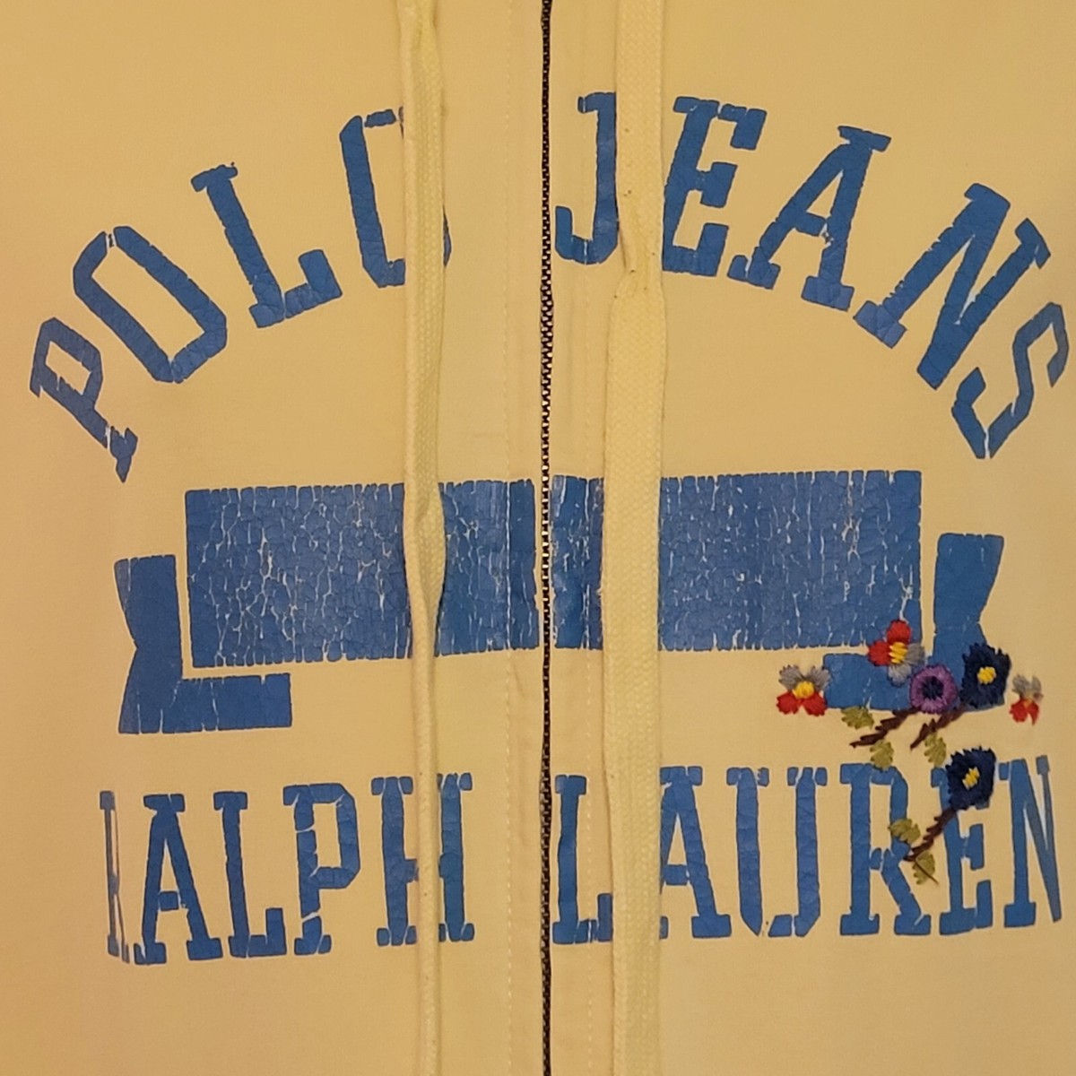 Polo Jeans Co Ralph Lauren Full Zip Yellow Hooded Sweatshirt Sz M
