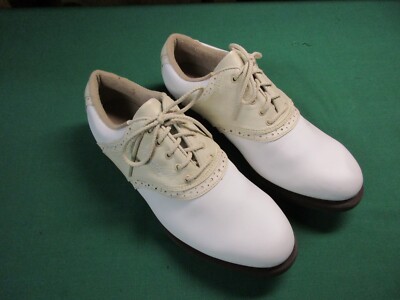 FootJoy GreenJoys Women’s Golf Shoes Size M Beige White Excellent  Cond
