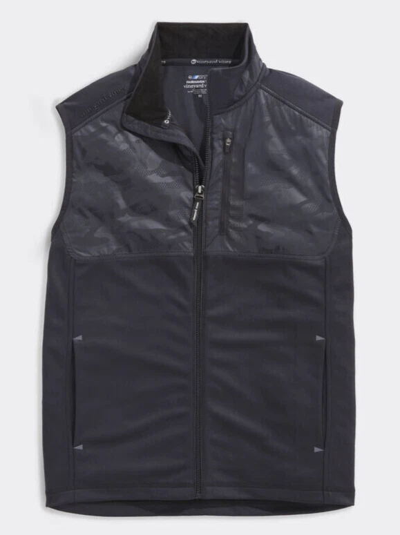 Vineyard Vines x OTG Outerwear Fairhaven Performance Vest Full Zip Black Sz M