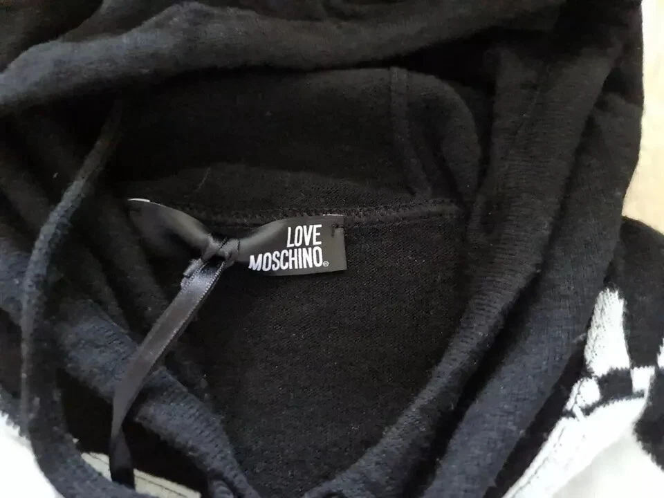 nuovo prezzo consigliato £390 uomo MOSCHINO MAGLIONE CASHMERE lana felpa con cappuccio slip on affare taglia XL