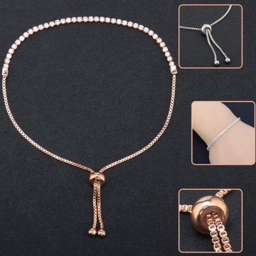 Women Trendy 18K Rose Gold Silver Diamante Tennis Bracelets Jewellery Gift UK - Picture 6 of 16
