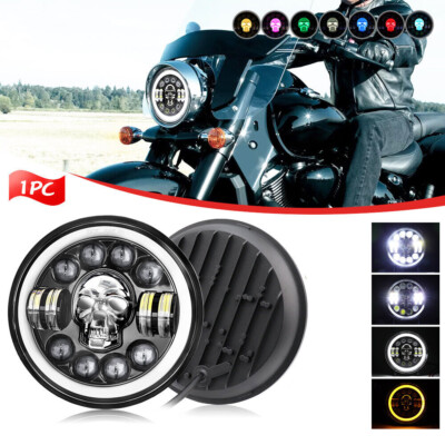 RGB 7 inch LED Headlight Hi/Lo for Kawasaki Vulcan VN 500 750 900 1500 1600 1700