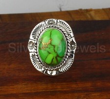 Green Turquoise Ring, 925 Sterling Silver Ring Design Band Ring , For Women Ring