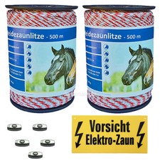 1000 Meter Weidezaunlitze 5 Niro +1 Kupferleiter 5 Verbinder+1Warnschild