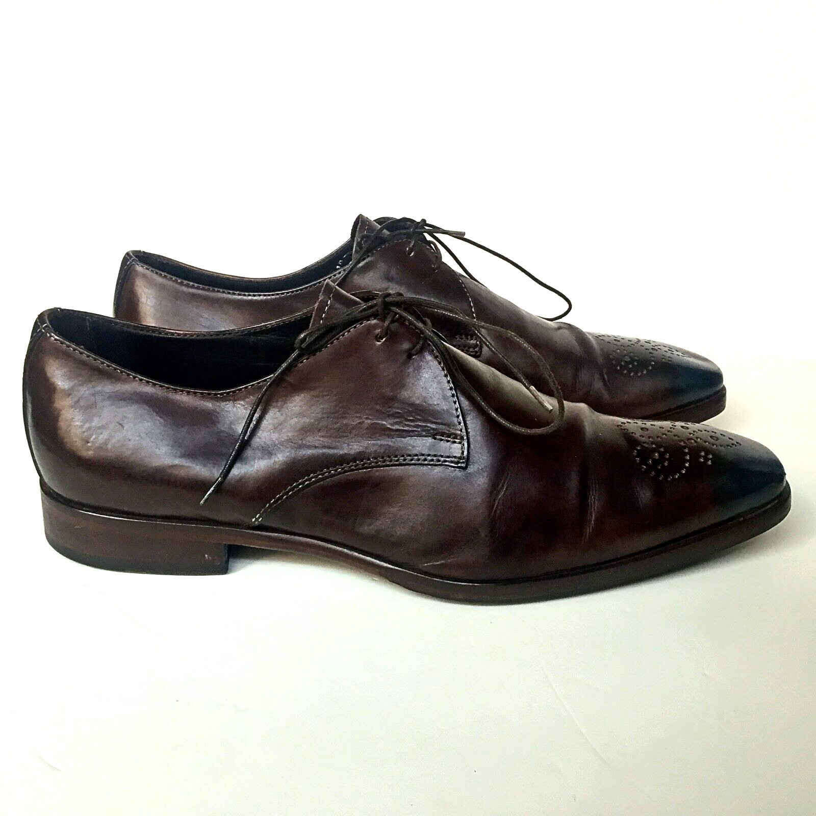 SAOLA Scarpe basse uomo business eleganti koil marrone scuro vera pelle due occhielli 44 5