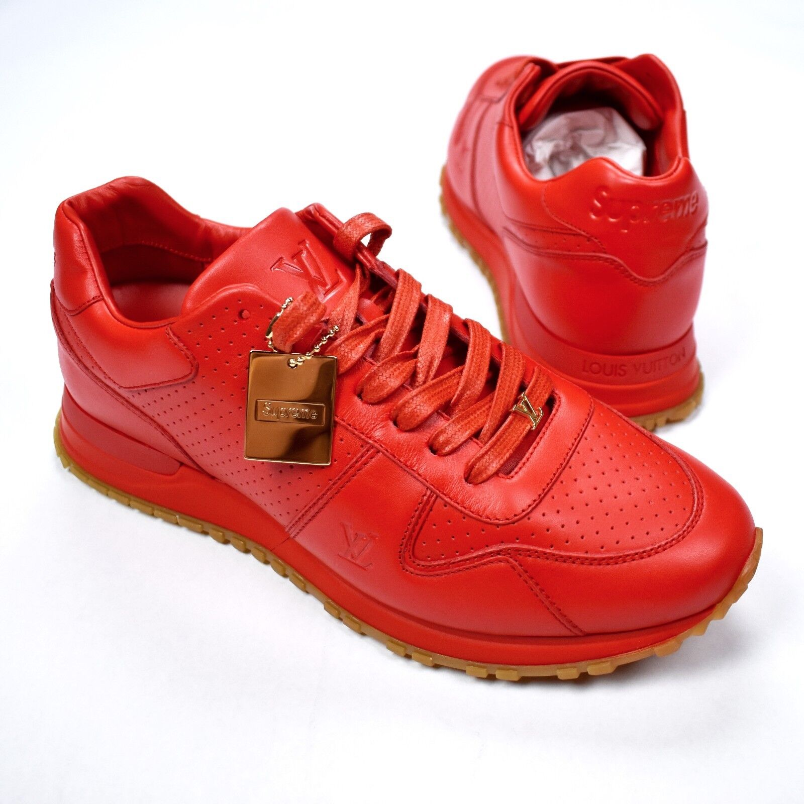 NWT Louis x Supreme LV Men's Red Leather Away Sneakers 7 8 | eBay