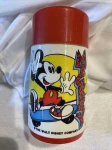 Vintage Mickey Mouse Skateboarding Aladdin Thermos The Walt Disney Co - VINTAGE