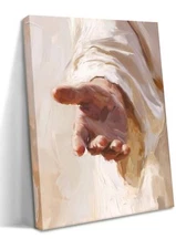 Framed Jesus Canvas Wall Art, Christian The Hand of God Wall Decor Painting, ...