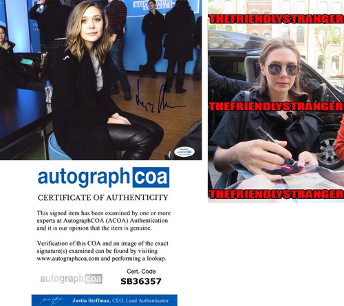 Elizabeth Olsen signed 8x10 Photo PROOF a SEXY Hot ETERNITY WandaVision ACOA COA