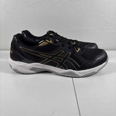 ASICS GEL-ROCKET 10 Men s Sz 14 Indoor Court Lace Up Shoes BLACK/PURE GOLD NEW