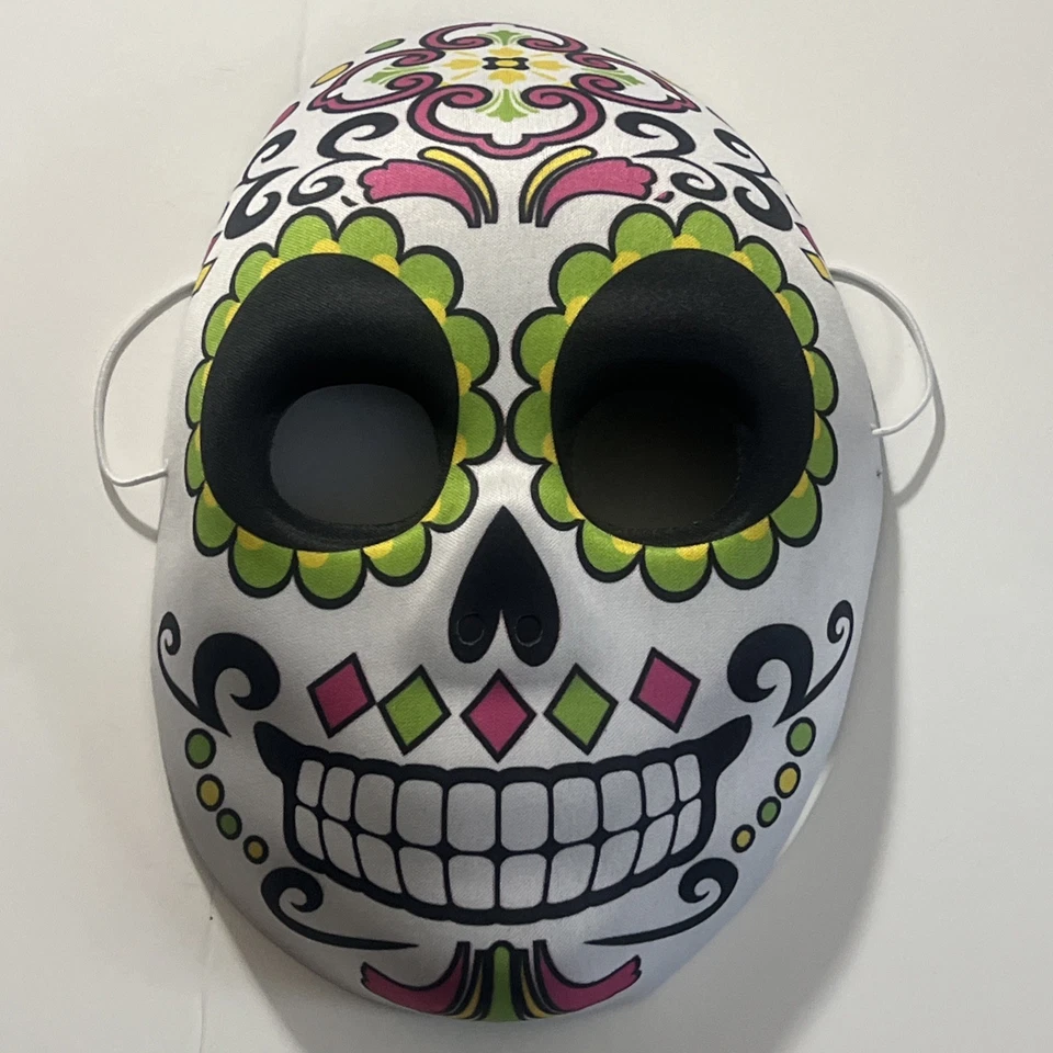 Day Of The Dead Skull Colorful Mask Adult Costume Mask Pair Of Two (2)Full Face - Image 3 of 4