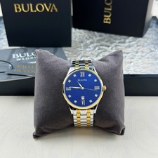 Bulova Classic Quartz DIAMOND Blue Gold Two-Tone Dial Men's watch 98D130