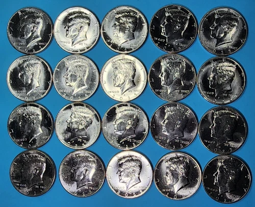 Roll 2025-P (15) 2024-D (2) 2023-D (3) Kennedy Half Dollar Uncirculated Coins