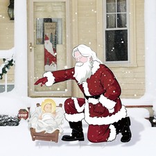 Santa Jesus Nativity Yard Sign Large 90cm Tall Weatherproof Religious Santa Holy