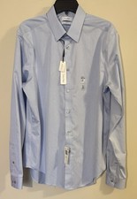 Calvin Klein Steel Slim-Fit Non-Iron Herringbone Dress Shirt, Blue, 16.5/36-37