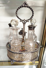 Service complet à condiments METAL ARGENTE vers 1900 Verre 15MAG 02/02