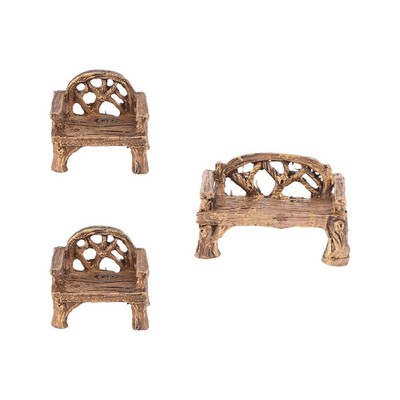  3 Pcs Miniatur Gartentisch Und Stühle -Stühle Mikro-Landschaftsdekoration