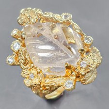 Jewellery Natural Rutilated Quartz Ring 925 Sterling Silver Size 7.5 /R441429