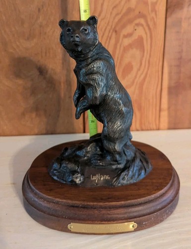 Grizzlybär Bronzeskulptur LeBlanc 1991 nummeriert 134/200 Bund Patrone - Bild 12 von 13