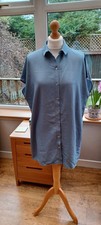 Zara Light Blue Chambray Tunic Shirt  Dress S Button Up Sleeveless Cut Out Boho