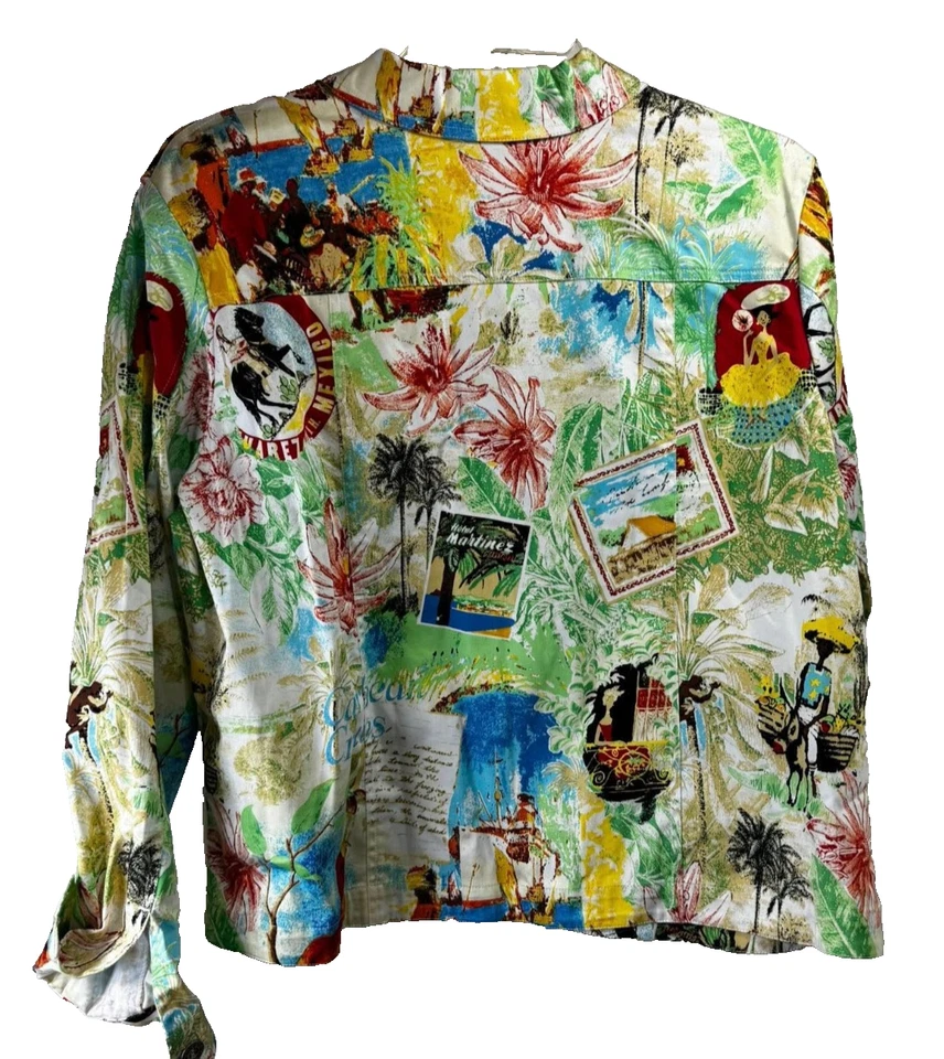 Camisa manga larga para mujer Erin London - Talla: XL - Color: estampado tropical Foto 4 de 4