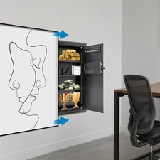 Modern Wall-mounted Steel Safe With Keys Hidden Wall 37x10x80cm Model Black