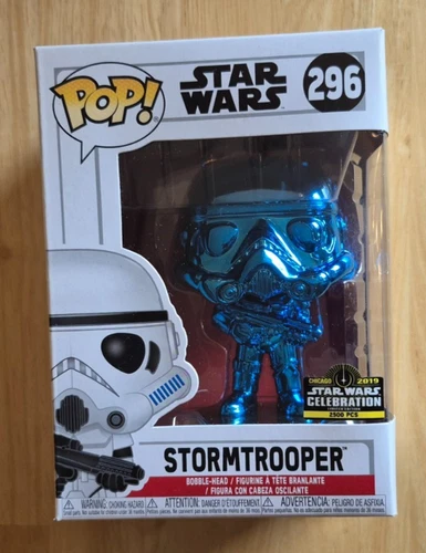 Funko Pop! Star Wars 2019 Celebration STORMTROOPER #296 Blue Chrome 2500 FREE
