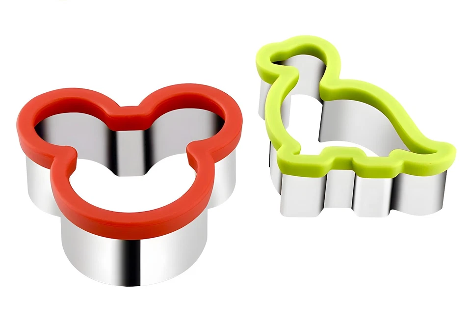 AVANA Edelstahl Ausstechformen Sandwich Cutter Keks Maus Dino Ausstecher 2er Set - Bild 2 von 4