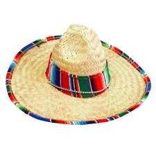 GiftExpress Hat, Child 15.5" Wide Mexican Sombrero with Child, Natural Straw